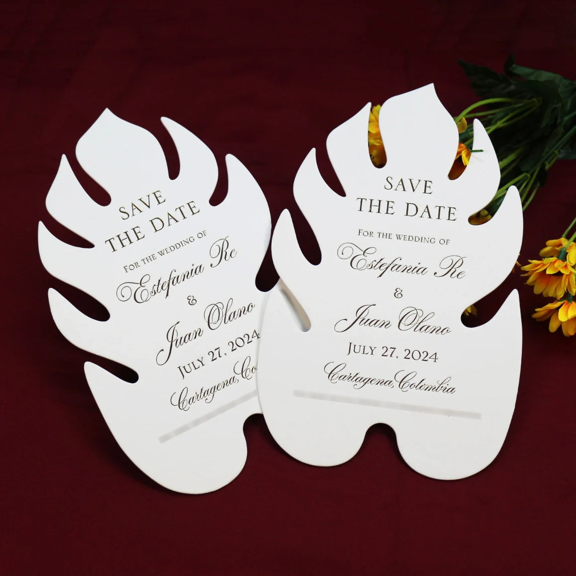 Fancy Soft Paper Double Sides Gold Foil Save the Date Irregular Shape Absorbent Paper Wedding Invitation Card