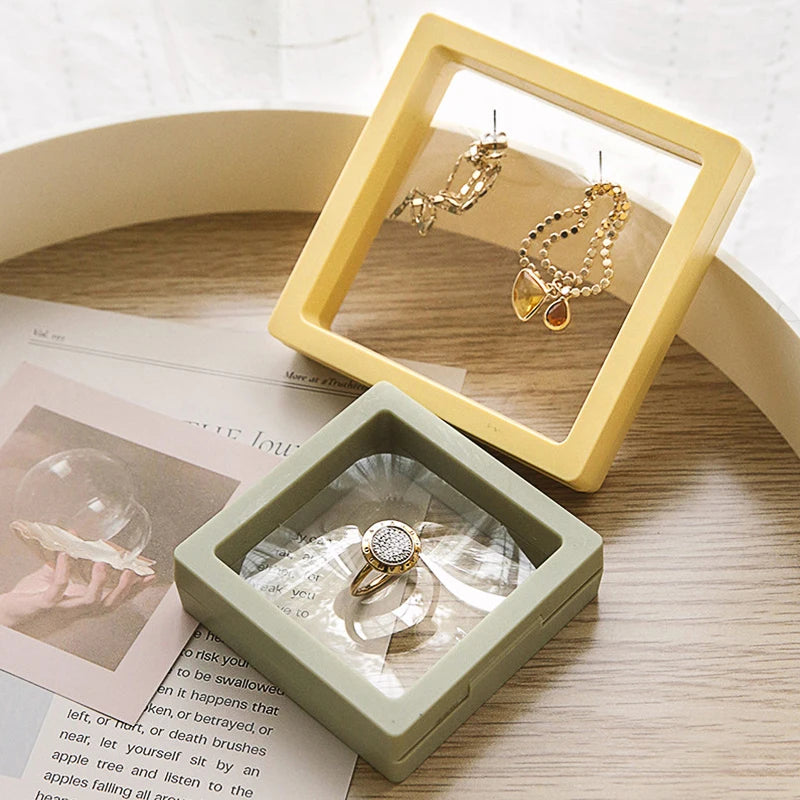 Luxury Packaging PE Frame Jewelry Gift Floating Boxes Customized PE Film Suspension Transparent Display Coffret Schmuck Boxes