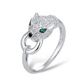 Wild Leopard Head Gemstone Ring for Ladies with Micro Inlaid Zircon Fashion Jewelry