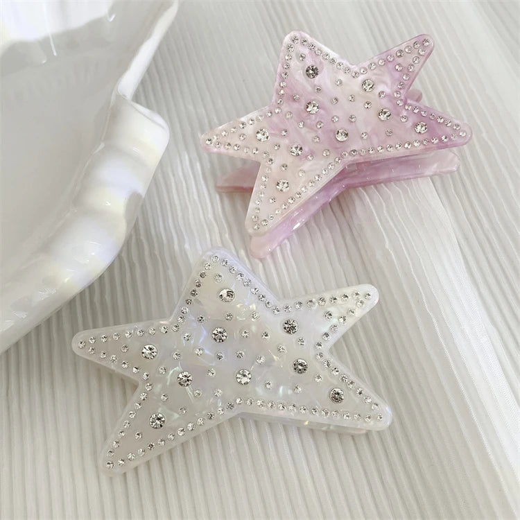 Geometric Starfish Rhinestone Diamond Medium Size Hair Claw Clips Cellulose Acetate Custom Hair Clips for Women