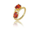 Ladies Dainty Luxury 18k Gold Plated Rings Jewelry love Eternity Orange Zircon Diamond Ring for Women 925 Sterling Silver Ring