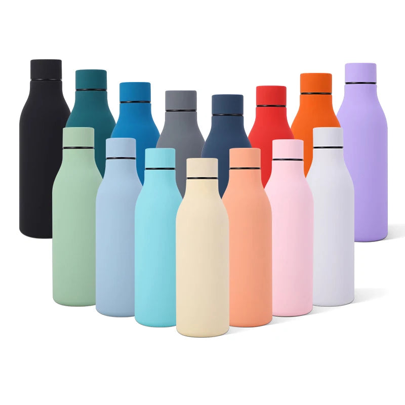 Custom logo Stainless Steel Travel Thermal Insulated 550ml Rubber Paint Creative Sports Wholesale Flask Thermo Water Bottle