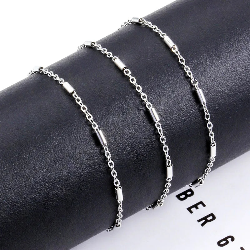 New Stainless Steel 1.5mm Gold Flat Cross Clip Tube Chain Ornament DIY Necklace Bracelet Fashion Features Exquisite Decorative