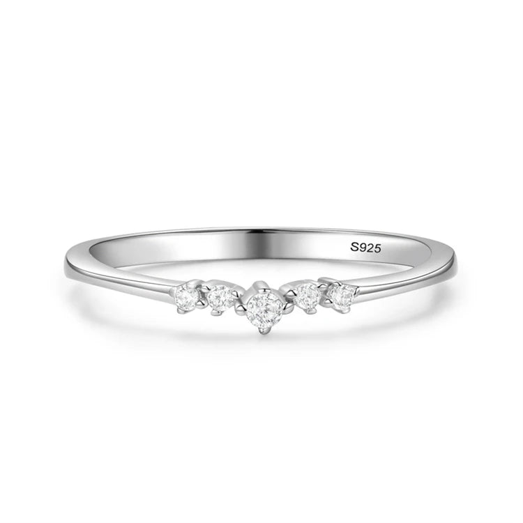 Minimalist Jewelry 925 Sterling Silver CZ Diamond Women Small Stackable Finger Rings