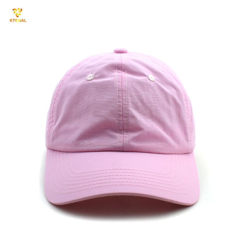 Custom Embroidery Logo Oxford Dot Fruit Pattern Nylon Waterproof Unstructured Pink Baseball Cap