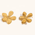 Dingran New Fashion Jewelry Glossy Petal Flower Stud Earrings Gold Plated Earrings for Women