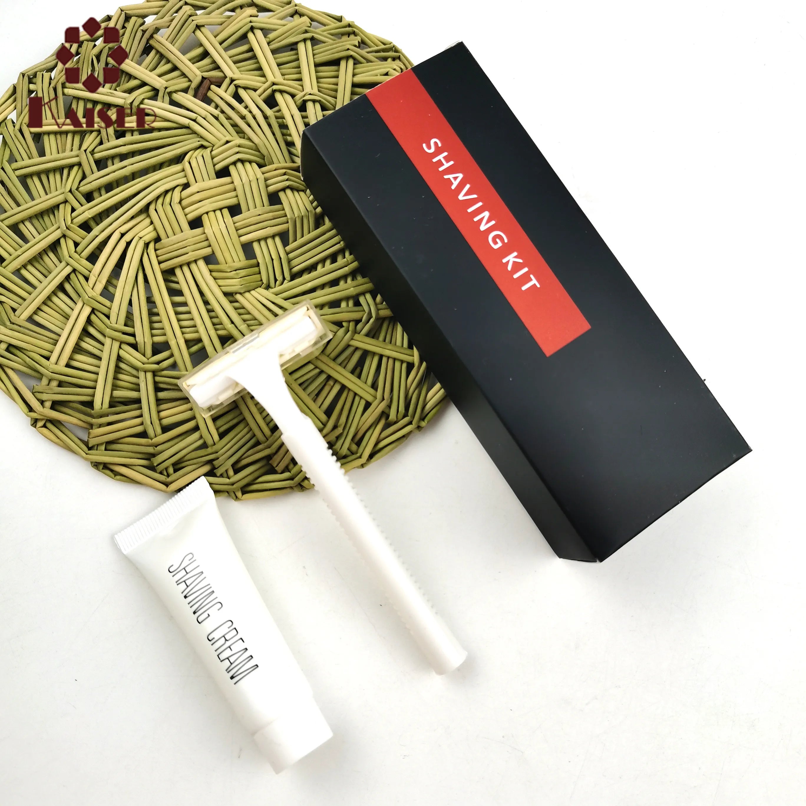 Shaving Razor Kit with 10g Shaving Cream Plastic Handle Disposable Twin Blade Custom Logo