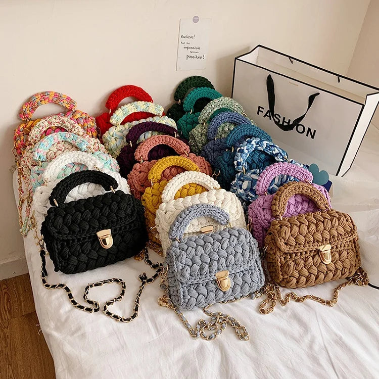2025 Fashion Handbags Korean Stars with the Same Paragraph Hand-woven Bag Ins Small Red Book Net Red Cloth Bag