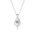 Women's Fashion 925 Sterling Silver Moissanite Diamond Pendant Necklace Trendy Heart Style Link Chain 2.33g Weight White Color