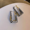 Black and White Temperament S925 Sliver Needle Geometry Square Letter B Shape PU Leather Loop Hoop Earrings for Women Jewelry