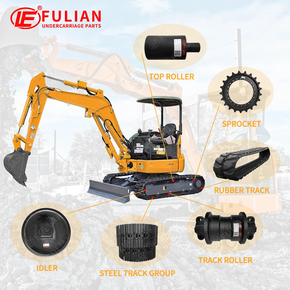 Mini Excavator Undercarriage Parts Rubber Track Sprocket Steel Track Group Idler Top Bottom Roller for Case CK CX Series