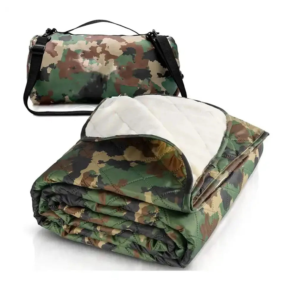 Outdoor Camouflage Large Fleece Tactical Poncho Mat Waterproof Sleeping Blanket for Camping Picnic Beach