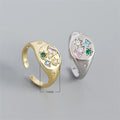 Rainbowking S925 Silver Star Micro Set Colored Zirconia Ring Triangle Rectangle Metal Wind Ring Niche Fine Jewelry Ring