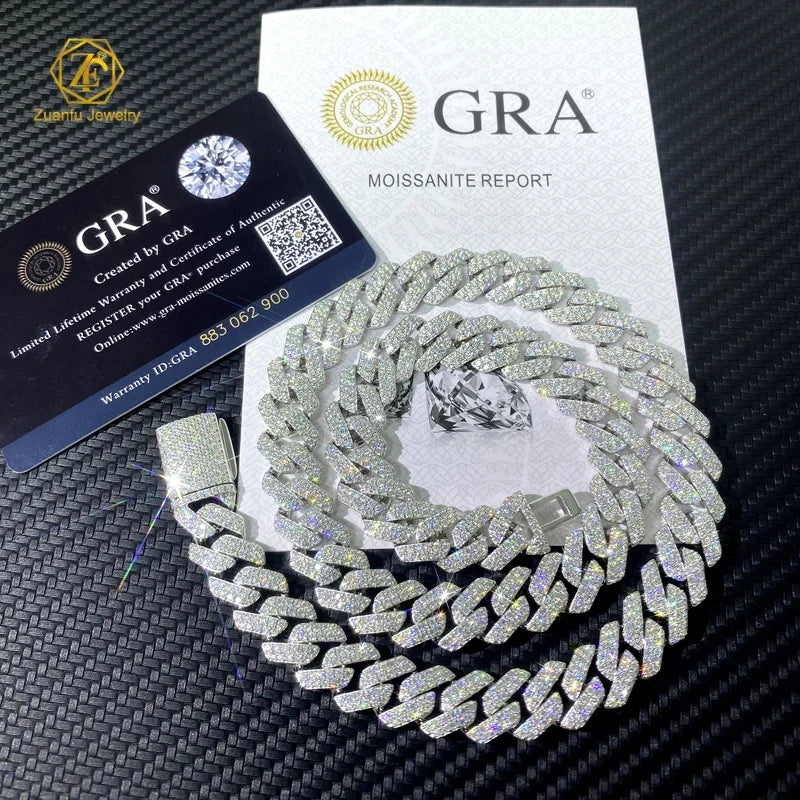 8MM 10MM Real Gold Plating Trendy 925 Silver Necklace Moissanite Cuban Link Chain Hip Hop Jewelry Iced Out Cuban Chain