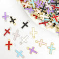 Enamel Sideways Charm Zinc Alloy DIY Jewelry Accessories Metal Parts Enameled Cross Necklace Earrings Pendant for Jewelry Making