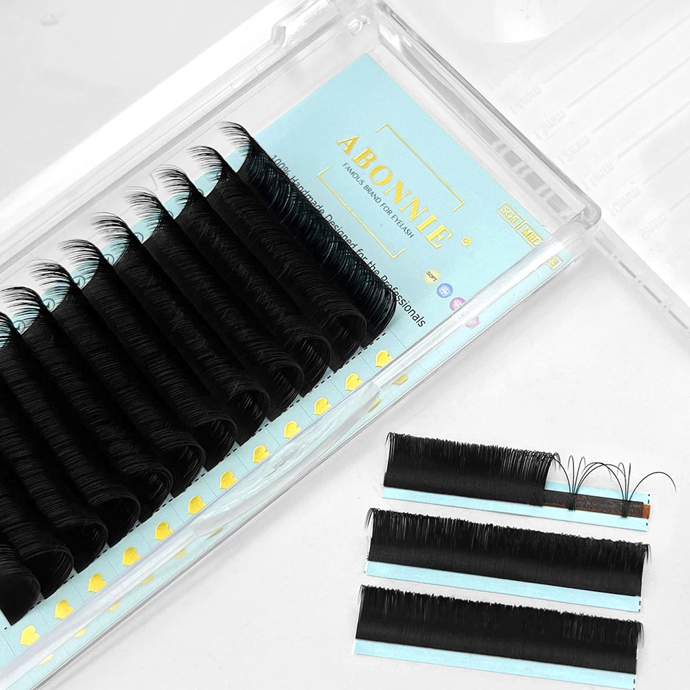 Abonnie 0.05 0.07 Fan Like Butter Soft Matte Black Volume Lash Extensions Supplies Lash Trays Wholesale Cashmere Lash Extensions