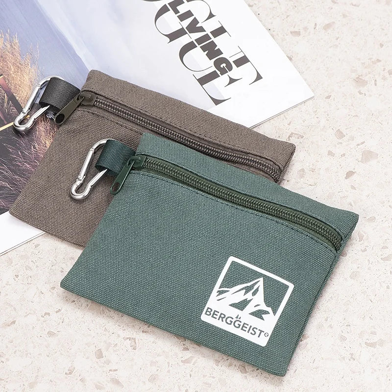 Multi-purpose Small Colorful Canvas Zipper Fabric Storage Bag Coin Purse Key Organizer Gift Pouch with Clip