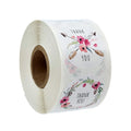 Custom Printing Thank You Stickers 500pcs/roll Self Adhesive Flower Decoration Stationery Label Sticker