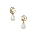 Artisanal 925 Sterling Silver Shell Camellia Pearl Drop Earrings - Flower Design earrings jewelry fashion jewelry jewelry fas