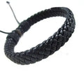 Hand-Woven Cowhide Braided Leather Bracelet for Men and Women Adjustable Fashionable Cuff Wrap Bangles