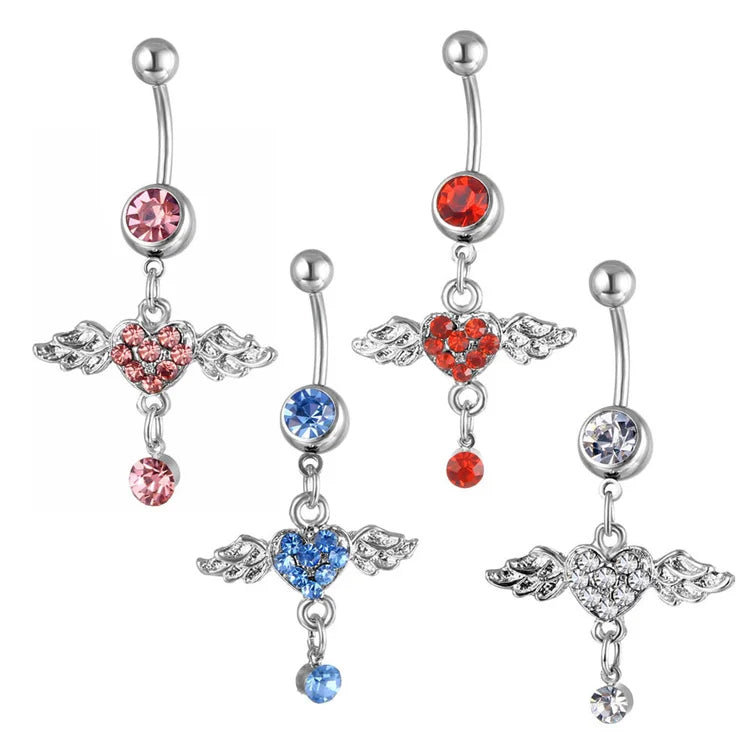 Angel Wings Stars Moon Rabbit Belly Dance Surgical Umbilical Nail Button Creative Steel Piercing Jewelry