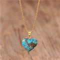 Chic Gemstone Heart Pendant Necklace Imperial Jasper Natural Stone Stainless Steel Chain Trendy Women Necklace Jewelry Dropship