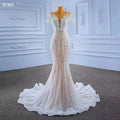 For Jancember RSM67452 Modest Lace Sequins Pearls Modern Mermaid Wedding Dress for Women Plus Size Chapel Train Crystal Applique