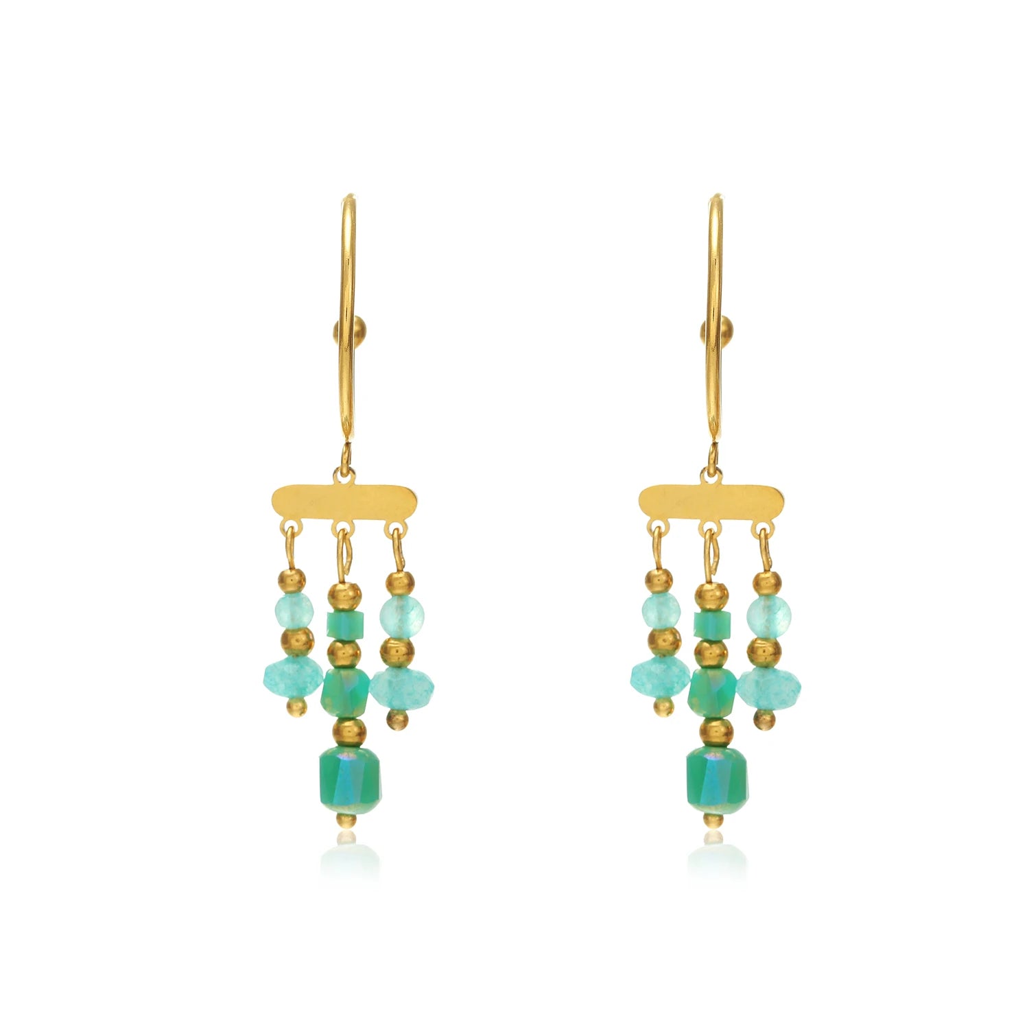 Ivanda Trendy Fashion Earrings Adjustable 18K Gold Plated Stainless Steel Natural Stone Charm Earrings for Women