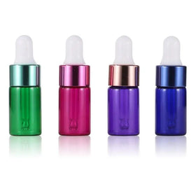 In Stock 1ml 2ml 3ml Green/blue/purple/rose Red Glass Dropper Bottle for Sample Essential Oil/cosmetics