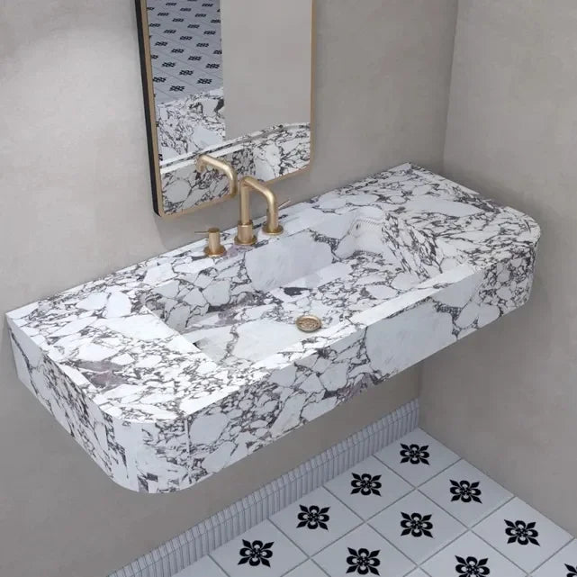 Natural Calacatta Marble Bathroom Vanity Marble Sink Viola Marble Sink Custom Calacatta Viola for Bathroom in Bulk