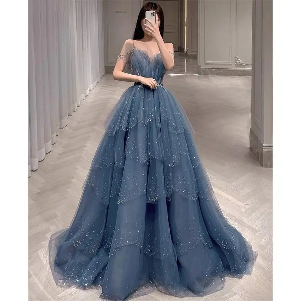 Custom Exquisite Appliques Lace-up Spaghetti Straps Wedding Gown Birthday Party Dress for Plus Size Women Prom Evening Dresses