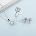 Abiding 925 Sterling Silver Heart Love Moissanite Diamond Ring Pendant Necklace Bridal Jewelry Sets for Women Wedding