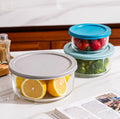 Borosilicate Glass Food Storage Container 3 Units Combination Bowl Set Tableware Kitchen Portable Sealed Lunch Box Glassware