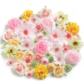 60 Pcs Artificial Flowers Heads Bulk Pink Green Mini Silk Flower for Crafts Small Daisy Roses Graduation Cap DIY Cake Wedding