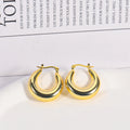 Trendy European and American High End Short Thick Hoop Earrings Solid Vintage 18K Gold Plated Earrings Wholesale Earrings