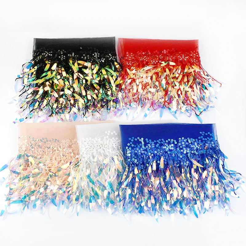 Deepeel RC638 15cm Lace Accessories Dress Decorated Sequins Fringed Lace