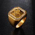 Hiphop Stainless Steel Rings Gold Plated Copper Jewelry Diamond Temperament Crystal Rings Twinkling Jewelry Rings