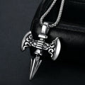 Personalized Hip Hop Vikings axe Necklace Stainless Steel Punk Silver Celtic Wolf axe Cross Pendant Necklace for Men Jewelry