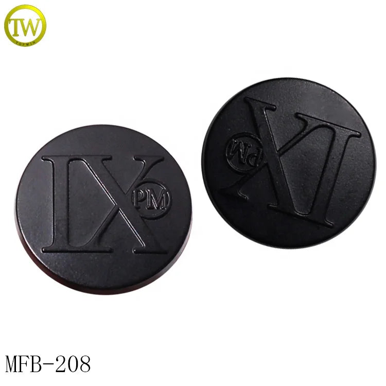 Waterproof Clothing Decorative Shank Button Customized Name Embossed Button Alloy Metal Sewing Buttons for Shirt Accessory