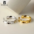 ICEBELA 925 Sterling Silver Non Tarnish Women Jewelry Dainty Open C Shape Small Disc Link Opening C Shape Ring for Girl