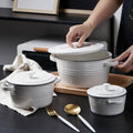Nordic White Ceramic Soup Bowl Baking Casserole Handle and Lid Brief Large Capacity Breakfast Oatmean Dessert Salad Ramen Bowl