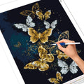 LS DIY 5D Diamond Painting Kit Butterfly 5D Embroidery with Rhinestone Mosaic Home Decoration Wall Art Printed Cartoon Style