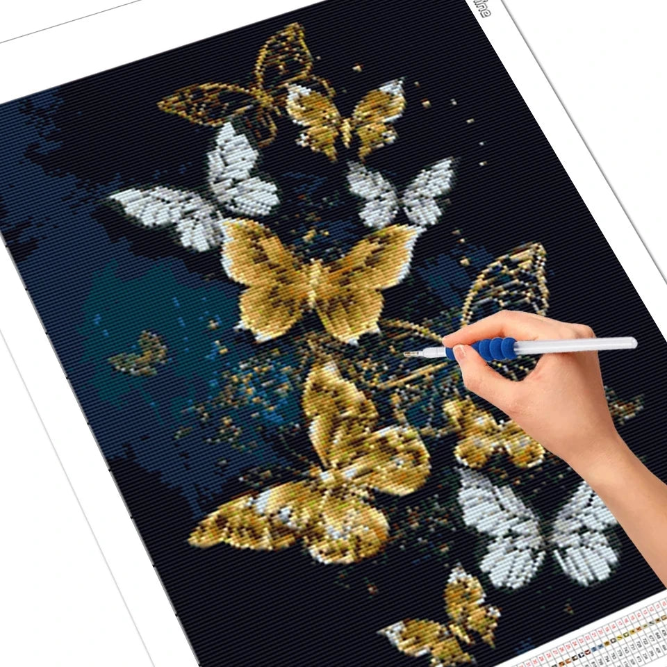 LS DIY 5D Diamond Painting Kit Butterfly 5D Embroidery with Rhinestone Mosaic Home Decoration Wall Art Printed Cartoon Style