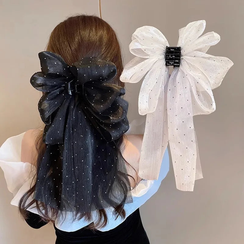 Hot Selling Korean Ladies Big Bow Hairpin Spring Hair Clip Ribbon Hairpins Accessories Barrettes Clip Fabric Hairclip for Women