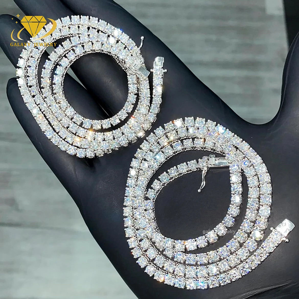 Classic Tennis Chains 925 Sterling Silver Vvs Moissanite Women Fashion Jewelry Iced Out Tennis Bracelets Bangles