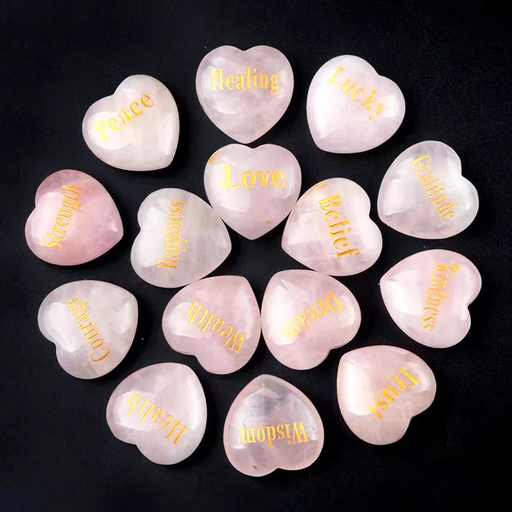 Hot Sale 3cm Heart Natural Rose Quartz Heart Crystal Healing Stone Crystal Heart for Gift