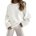 Women's Crewneck Long Sleeve Oversized Fuzzy Knit Chunky Warm Pullover Long Sleeve Sweater Top