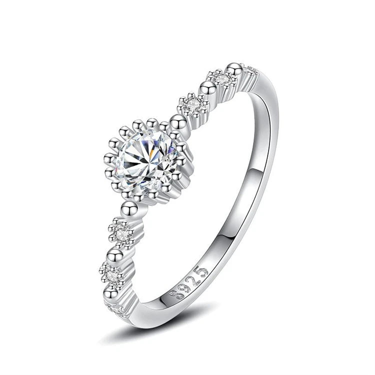 Fashion Dainty 925 Sterling Silver Round CZ Diamond Index Finger Ring for Women