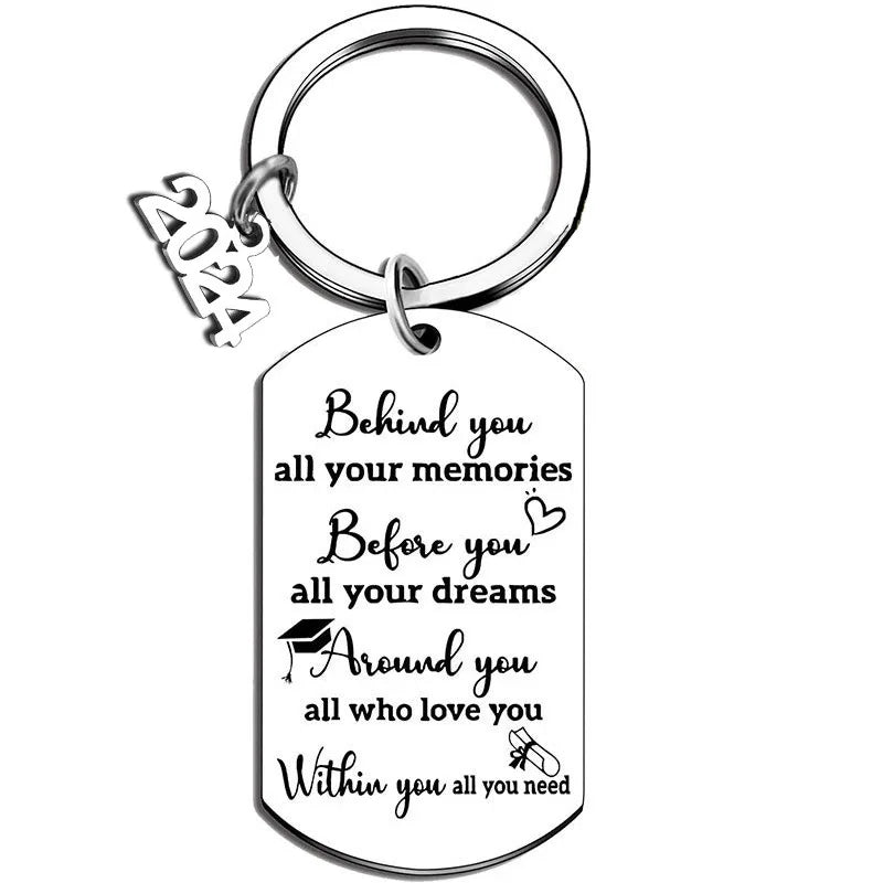 Best Friend Key Chains Graduation Gift for Her Him College Boy Girl Behind You All Your Memories Key Ring Inspirational Keychain