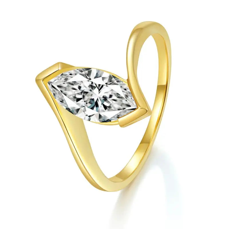 Ruizuan 1ct Gold-Plated Marquise Diamond Ring Fashionable Precious Stones Aesthetic Moissanite Jewelry Wholesale GRA Certificate
